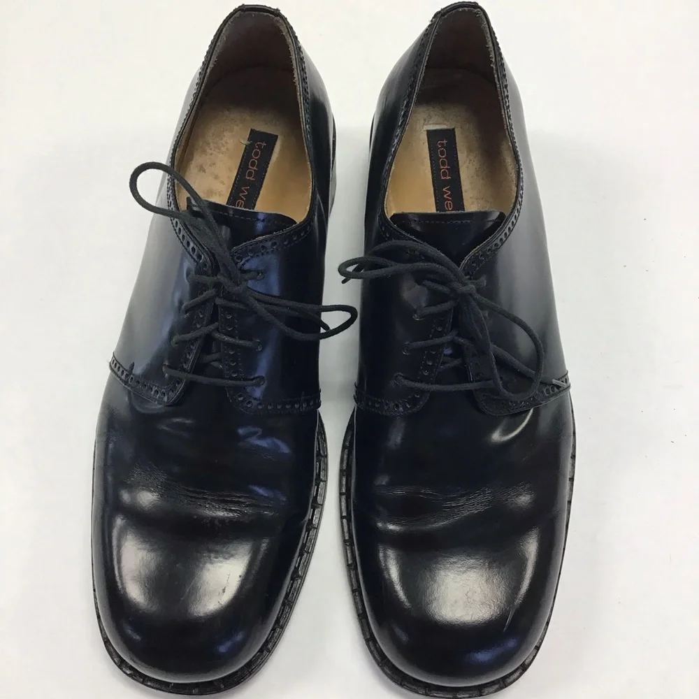 Todd‎ Welsh Black Leather Lace Up Oxfords Sz. 11.5